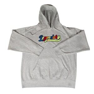 3FORTY Mens Legendary Chenille Patch Hoodie Heather Gray Pullover Streetwear XL